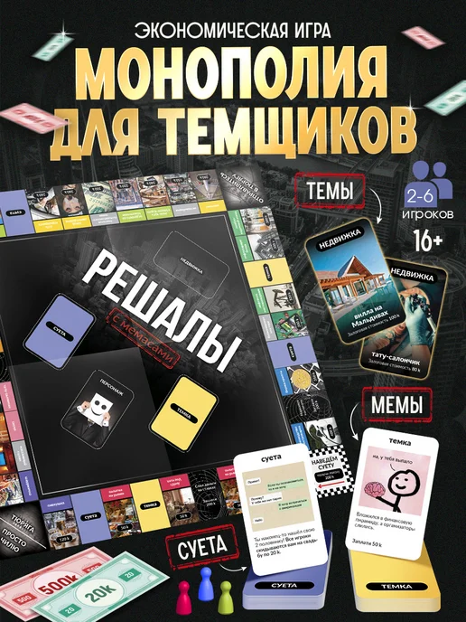 ЛАС ИГРАС Настольная игра монополия с мемами РЕШАЛЫ, вариант