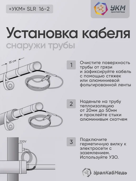 УралКабМедь Греющий кабель саморегулирующийся медный двухжильный 20м, вариант, фото 4