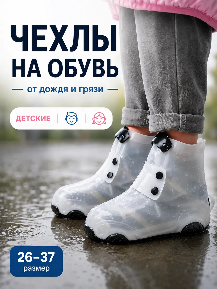Многоразовый дождевик для обуви от дождя силиконовый