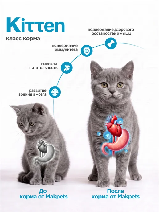 Сухой корм MAKPETS Котят Kitten для собак, индейка, курица, 1,5 кг, фото 2