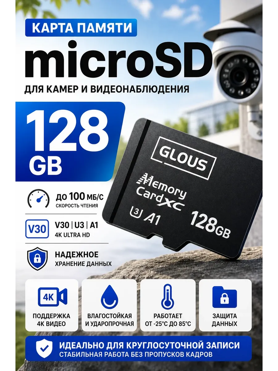 Карта памяти 128GB V30 10 класс micro sd 128 Гб