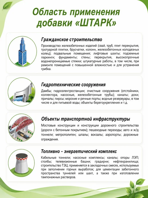ШТАРК Добавка для бетона Гидроизоляция ускорение прочности 1кг, 1 кг, фото 7