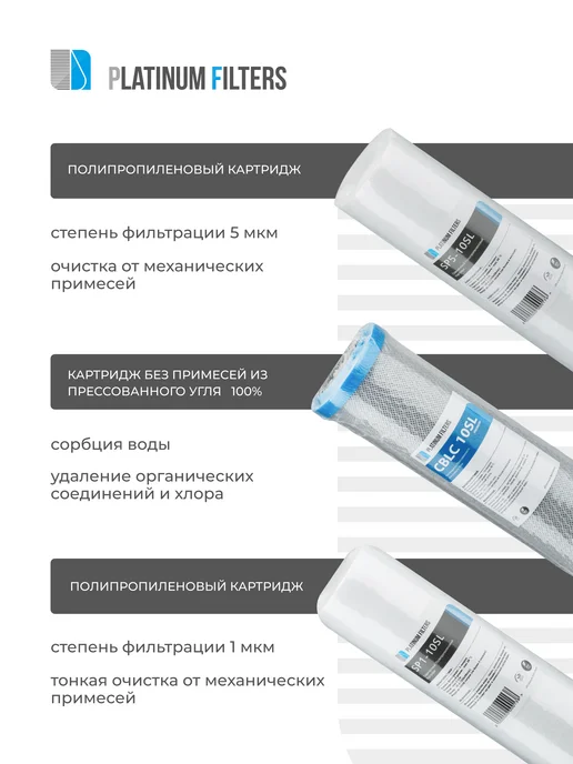 Platinum Filters Комплект картриджей PF OSMO 5 Premium - без мембраны, вариант, фото 6