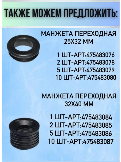 Синсит Манжета переходная 32x40 мм 2 шт, 32x40 мм, 2 шт, фото 2