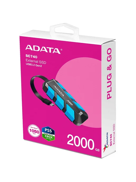 ADATA Внешний SSD 1 ТБ SC740 синий, 2 ТБ, фото 6