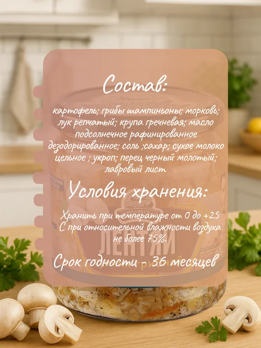 Семилукская Трапеза Супчик грибной Лентяй 460 гр. - 2 шт, 460 г, 1 шт, фото 2