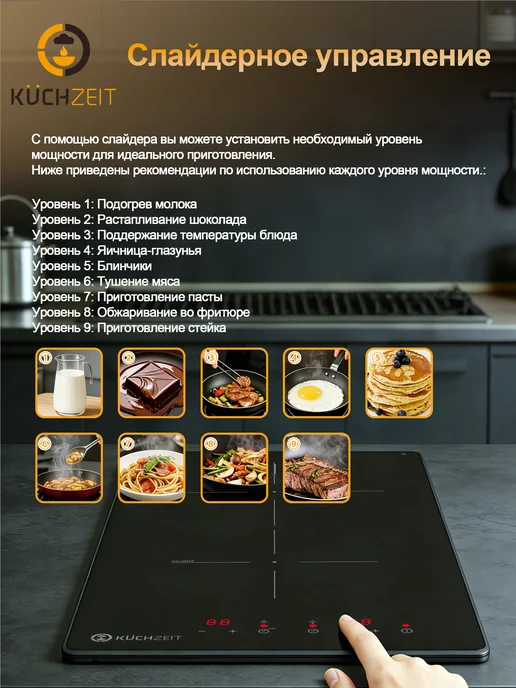 KuchZeit Электрическая варочная панель KHC300B 2 конфорки с вилкой, вариант, фото 3