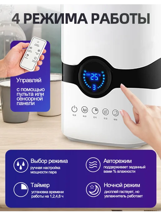 Увлажнитель воздуха для дома с аромадиффузором и подсветкой, вариант, фото 2