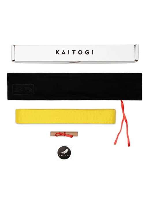 KAITOGI Пояс для Джиу Джитсу серия "Классика" серый, желтый, фото 5