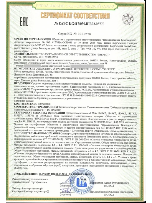 ЭВЕРЕСТ 1 Удерживающая система УС-2АЖ, голубой, фото 2
