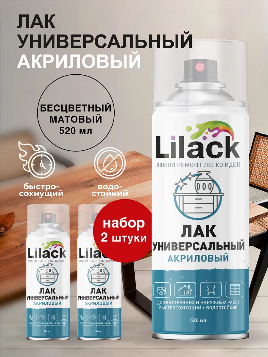Лак аэрозольный матовый в баллончике универсальный 2х520 мл