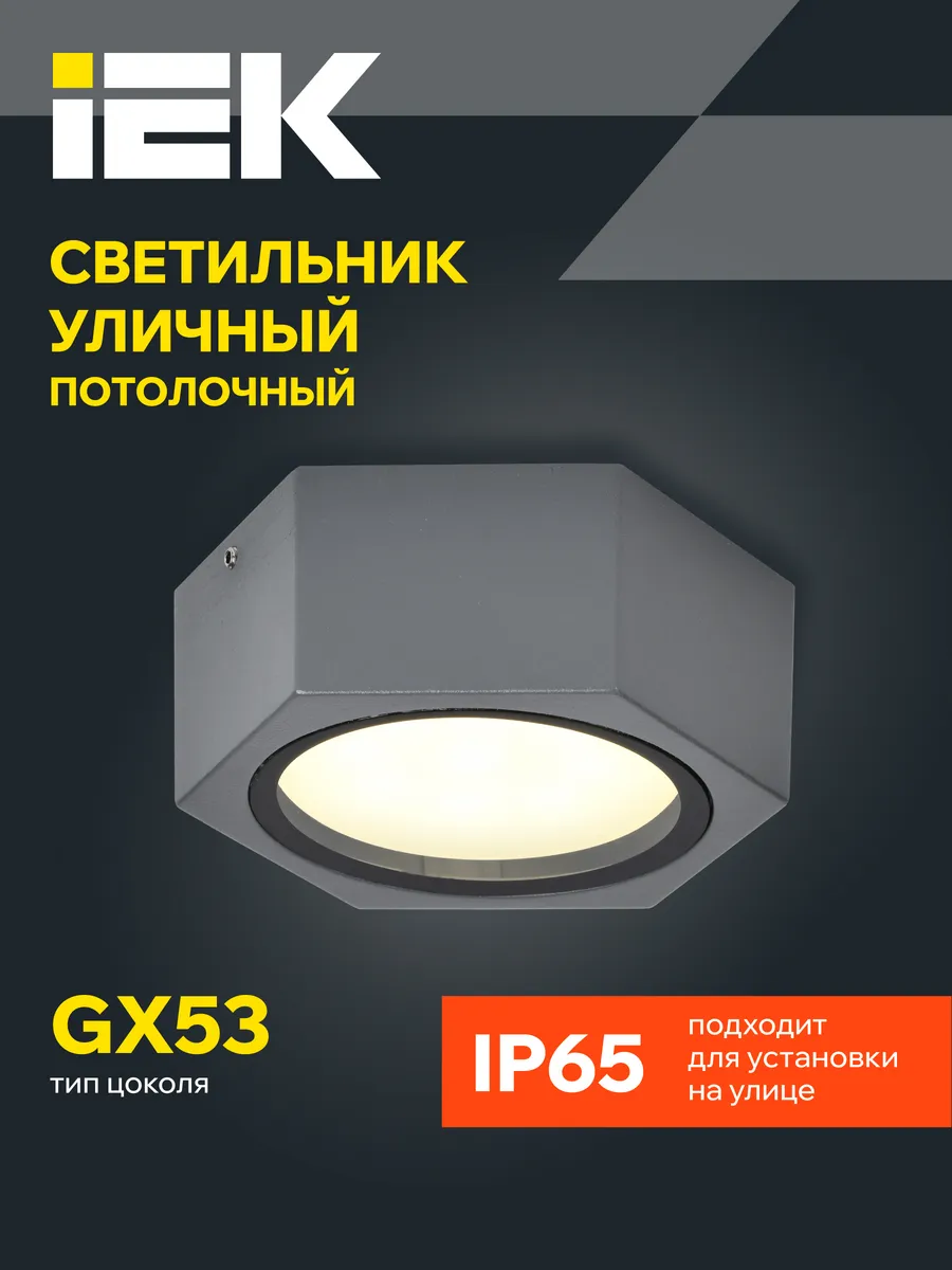 Светильник уличный потолочный накладной GX53 IP65 серый