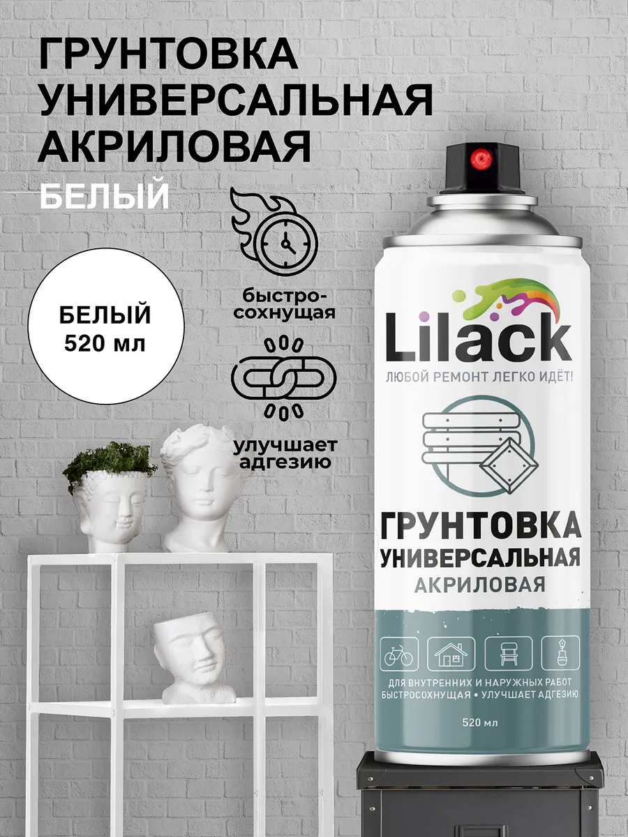 Грунтовка аэрозольная акриловая белая матовая в баллончике