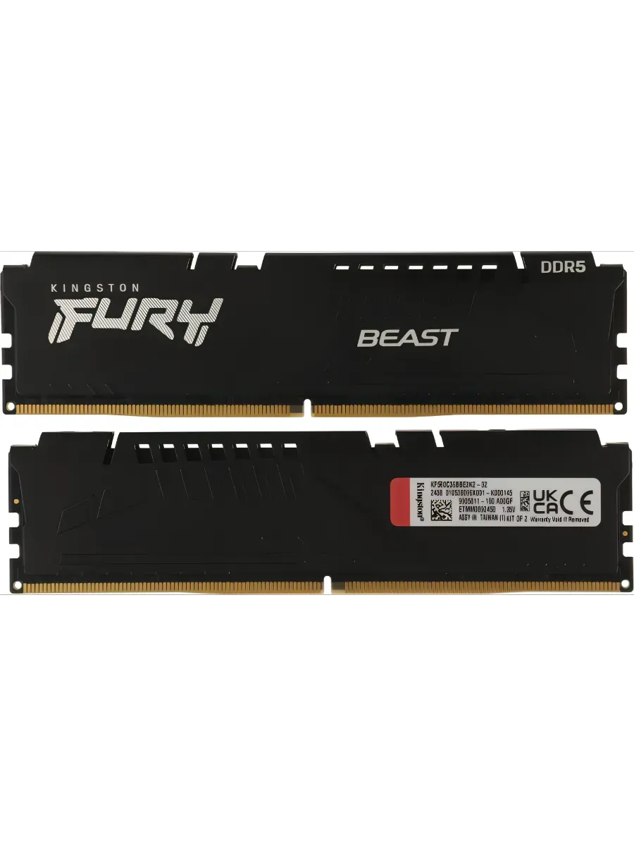 Kingston Оперативная память FURY Beast Black 6000 МГц, 32 ГБ