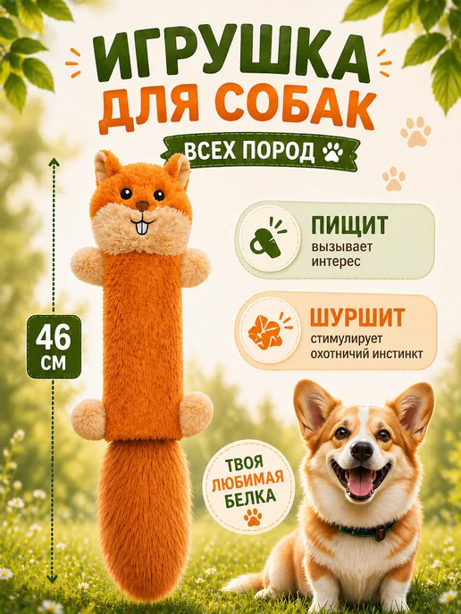 RichPaw Игрушка для собак Белка, оранжевый