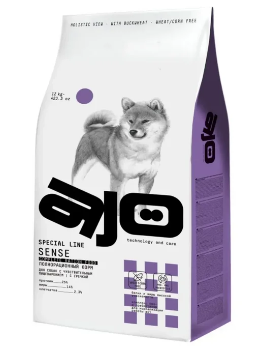 Сухой корм AJO Dog Sense для собак, чувствительное пищеварение, 12 кг
