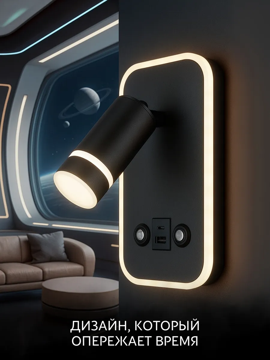 Прикроватный светильник бра настенный с USB LED