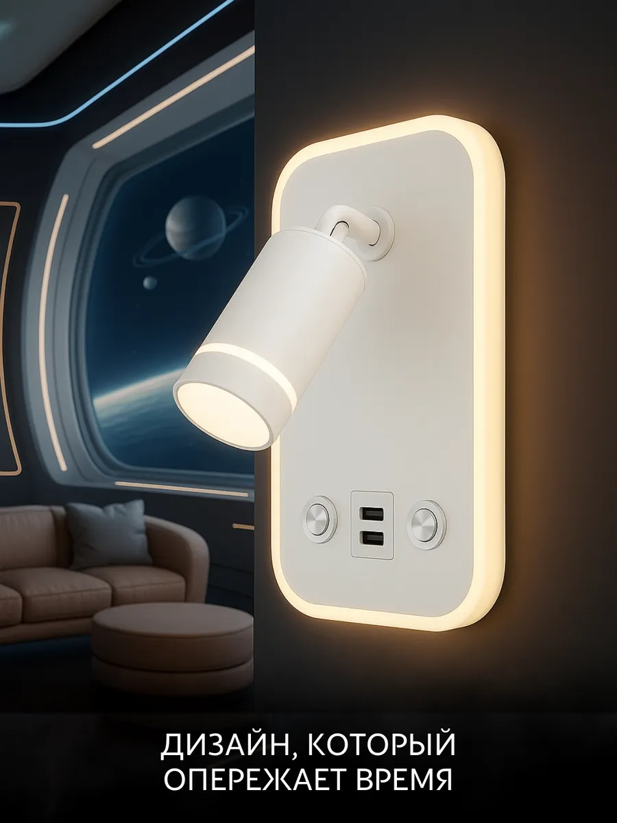 Прикроватный светильник бра настенный с USB LED