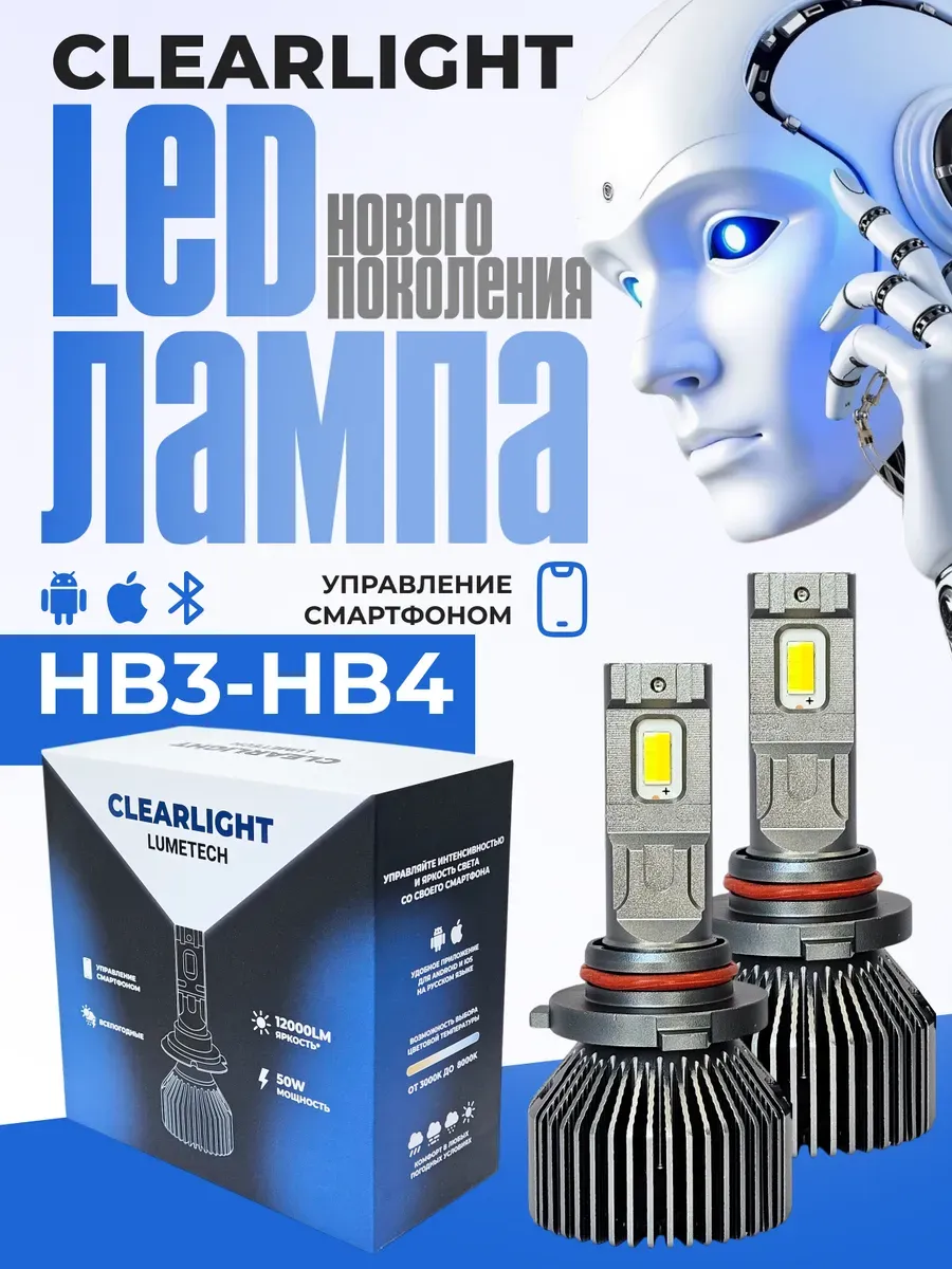 Светодиодные лампы HB3/HB4 LED LUMETECH 2шт CLLMCHВ3/4LED2