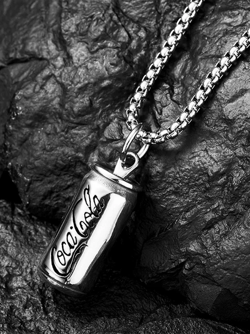 LAWE Кулон на шею газировка Coke из титановой стали 60 см, титан, фото 2