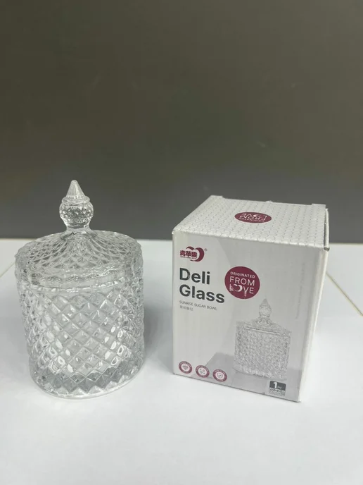 DELI GLASS Сахарница с крышкой (Емкость для украшений), белый, фото 2