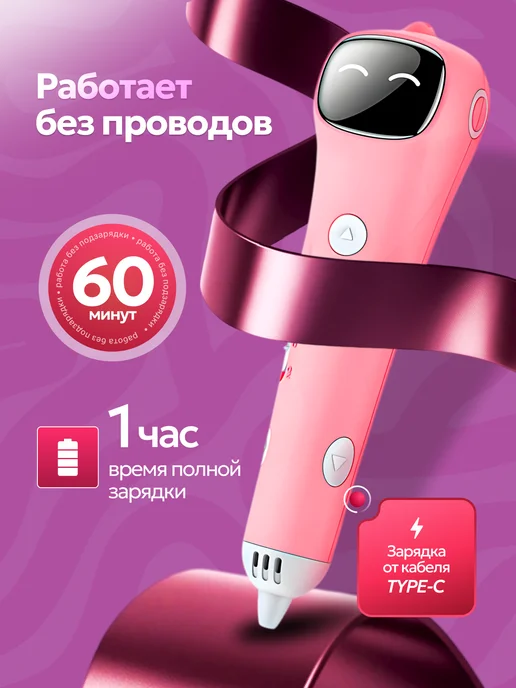 Lukyhome 3д ручка беспроводная набор для творчества, розовый, фото 2