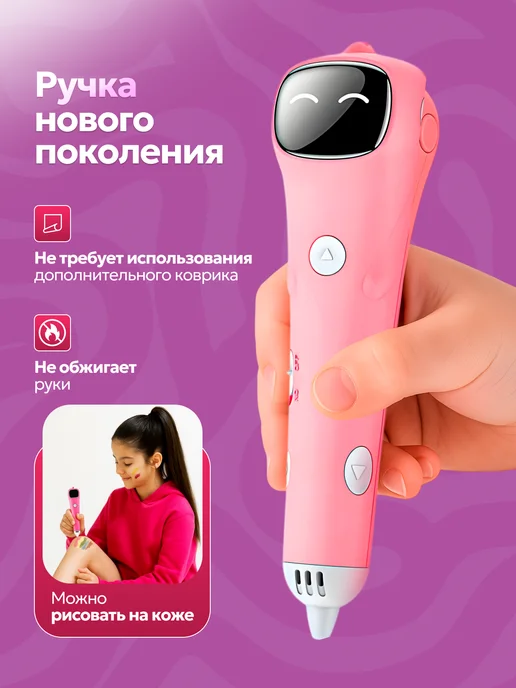 Lukyhome 3д ручка беспроводная набор для творчества, розовый, фото 4