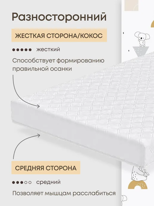 Матрас детский 120х60 в кроватку анатомический, 140x70, фото 7