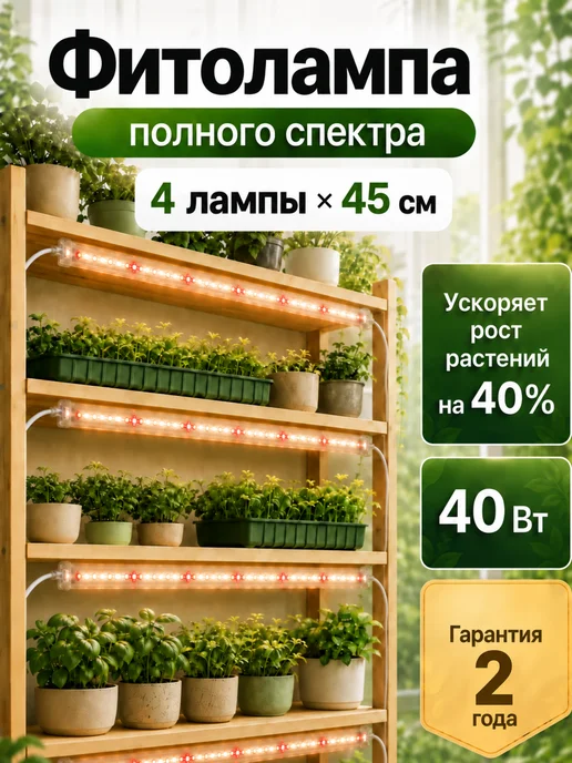 Host Фитолампа для растений и рассады полного спектра 4 шт. 40 Вт, 4 шт, 40 Вт