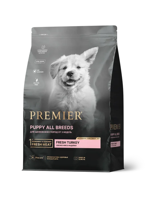 Сухой корм PREMIER.PET Свежее для собак, щенки, индейка, мясо, 3 кг
