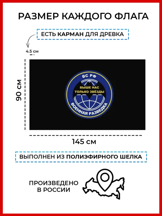 десантник Флаг военной разведки с надписью большой, вариант, фото 2