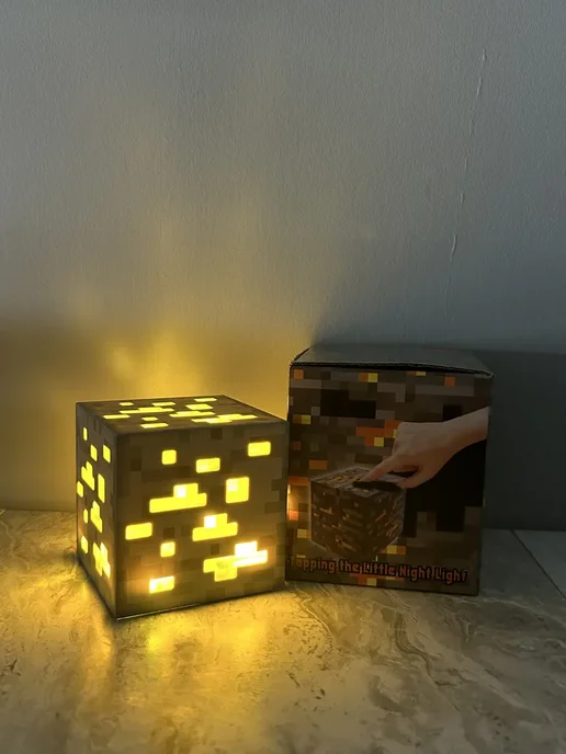 NafaniHome Детский ночник minecraft светильник разноцветный куб, синий, фото 6