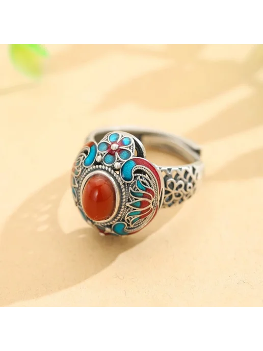 be self true jewel Кольцо безразмерное бижутерия цветы женское, голубой, фото 2