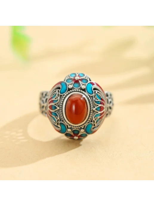 be self true jewel Кольцо безразмерное бижутерия цветы женское, голубой, фото 3