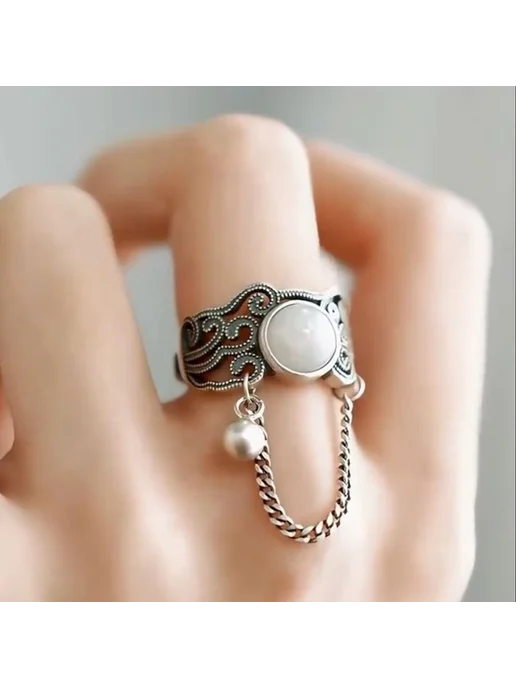 be self true jewel Кольцо безразмерное бижутерия с цепочкой женское, белый
