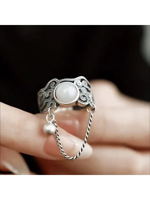 be self true jewel Кольцо безразмерное бижутерия с цепочкой женское, белый, фото 2