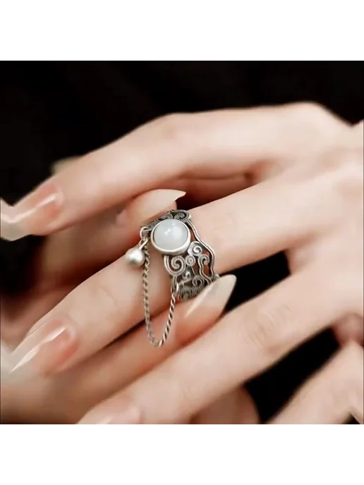 be self true jewel Кольцо безразмерное бижутерия с цепочкой женское, белый, фото 3
