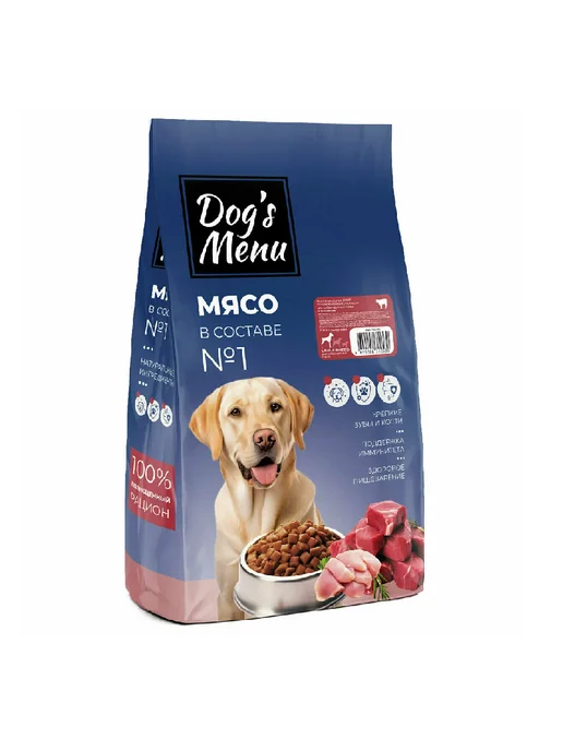 Сухой корм Dog's Menu для собак, крупные, говядина, 10 кг