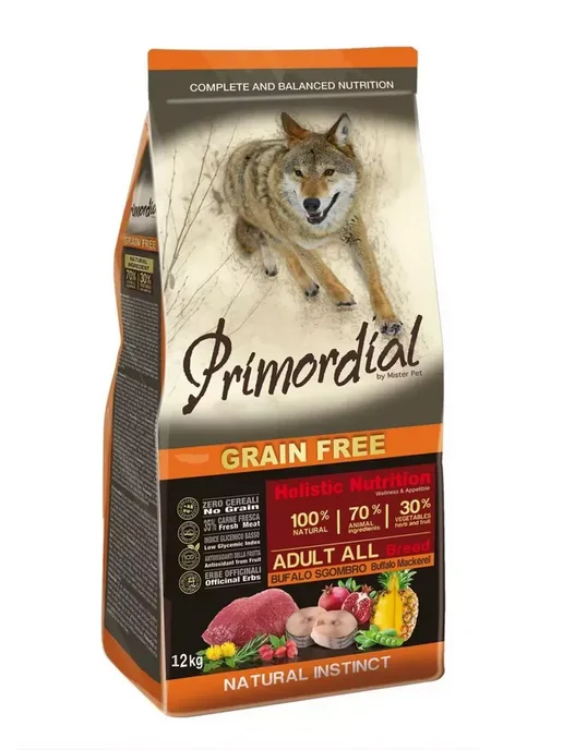 Сухой корм Primordial Буйвола Макрелью для собак, мясо, 12 кг, фото 3