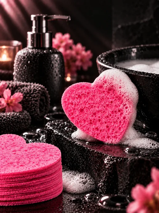 Cosluv Спонж губка для умывания лица многоразовые прессованные, розовый, фото 7