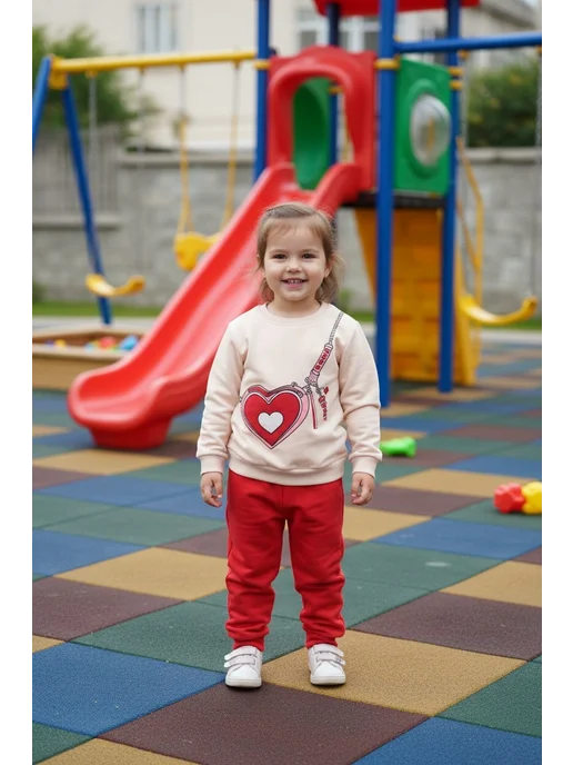 RT Kids Детский костюм двойка свитшот с штанами на резинке, красный