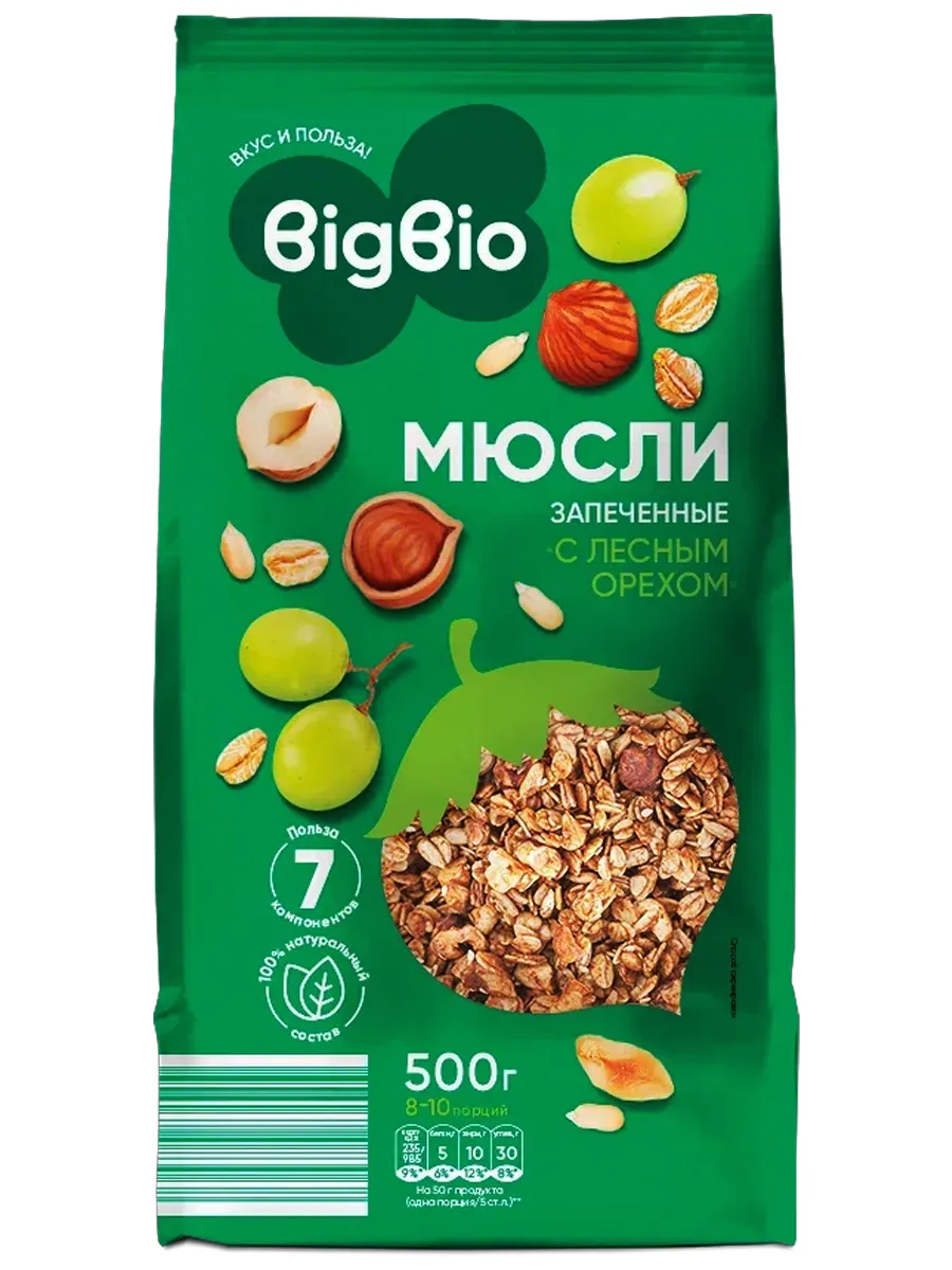 Мюсли запеченные с лесным орехом, 500г