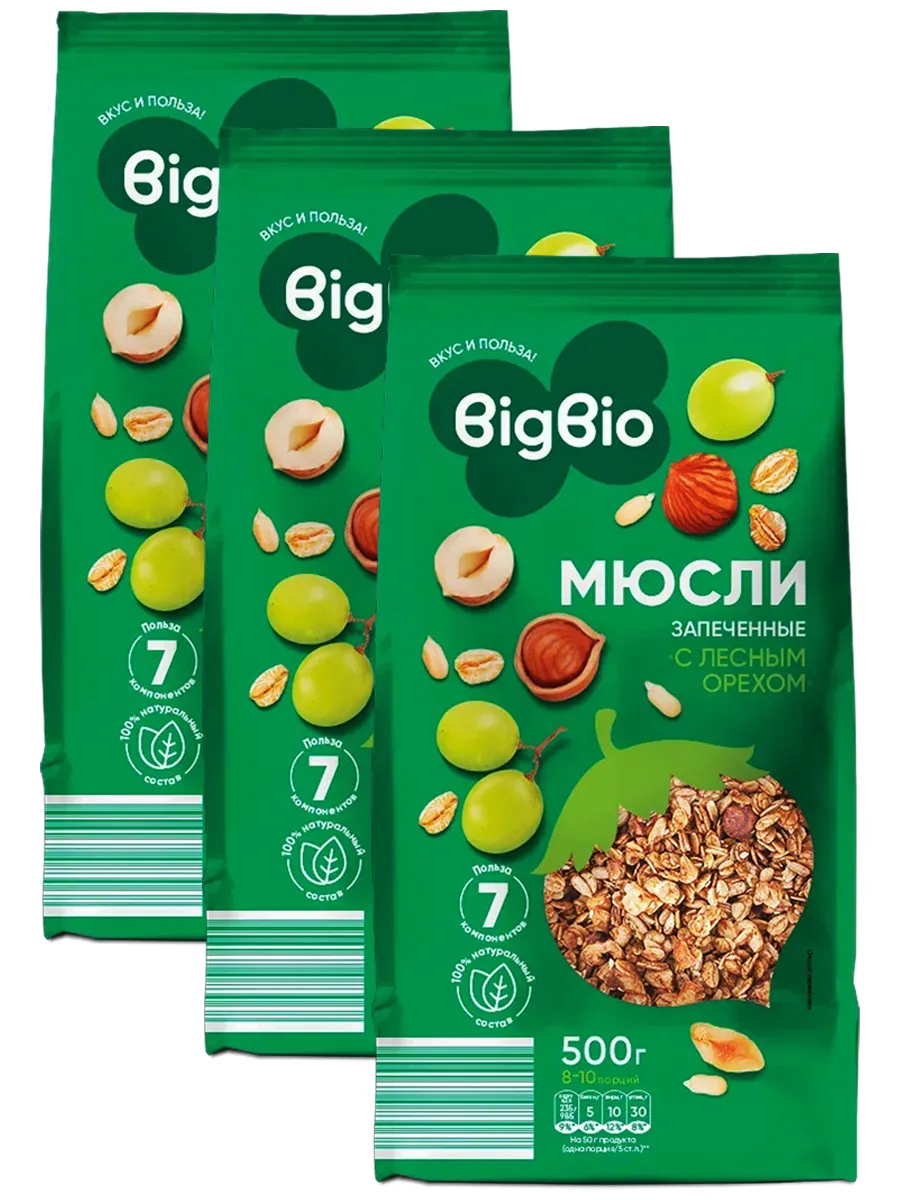 Мюсли запеченные с лесным орехом, 500г, 3шт