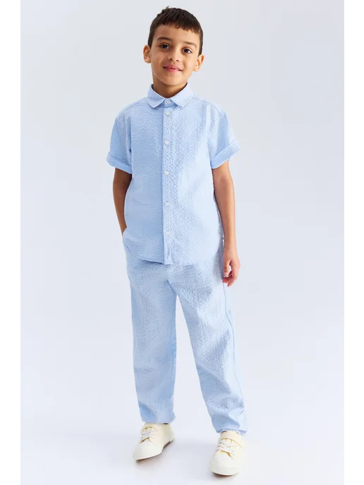 H&M Хлопковые брюки детские, голубой, фото 4