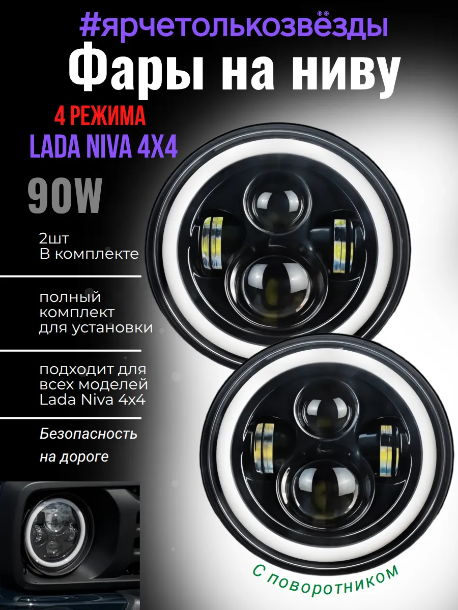 Светодиодные фары на Ниву и уаз