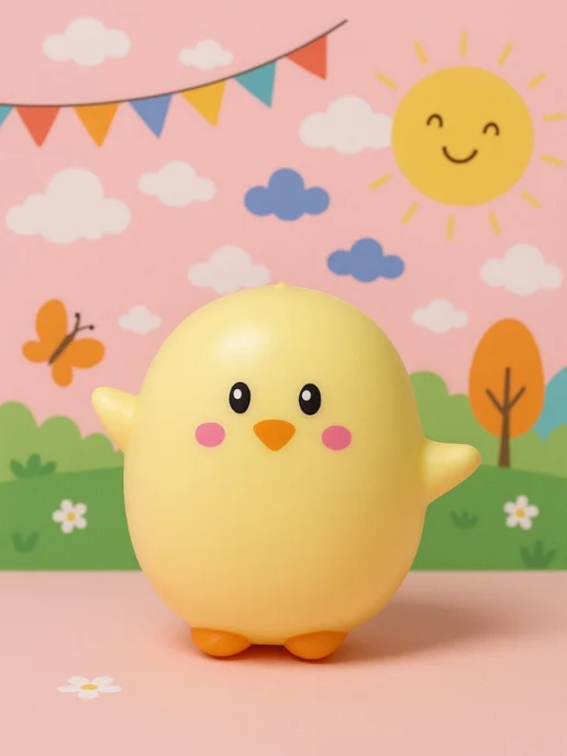 DECORICA TOYS Игрушка сквиш мягкая цыпленок маленький, черный, фото 3
