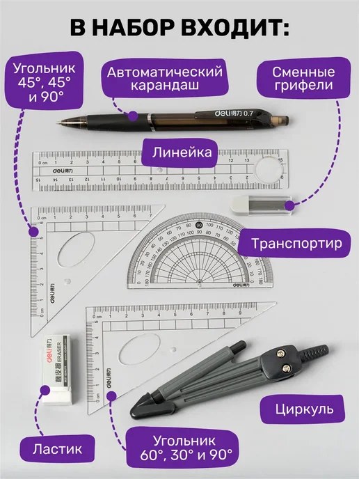 Школьный циркуль, синий, фото 3