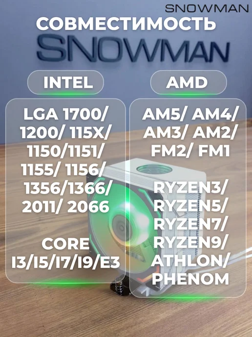 Snowman Кулер вентилятор процессора башенный MX96-V3 (ARGB), вариант, фото 2