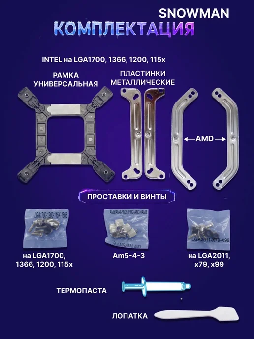 Snowman Кулер вентилятор процессора башенный MX94-V3 (ARGB), вариант, фото 5
