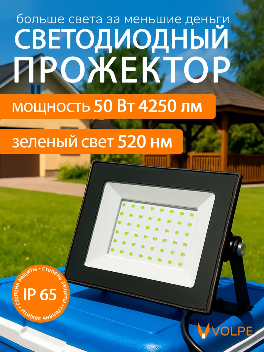 Прожектор светодиодный уличный 50 Вт зеленый IP65